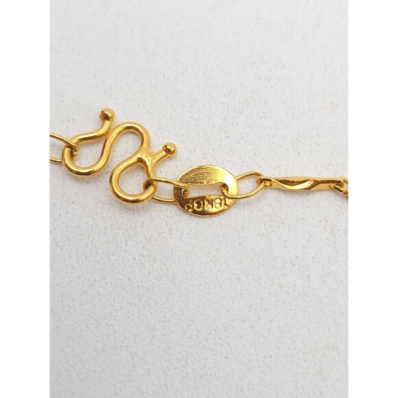 Green Jade Gold Tone Dragon Pendant On 18k Gold Electroplated Chain Necklace - Picture 8 of 10